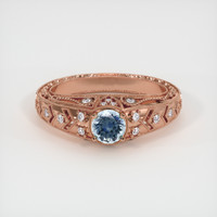 0.58 Ct. Greyish Blue Sapphire Ring, 14K Rose Gold 1