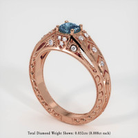 0.58 Ct. Greyish Blue Sapphire Ring, 14K Rose Gold 2