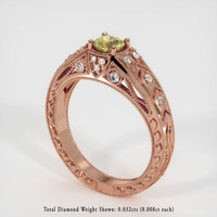 0.48 Ct. Greenish Yellow Sapphire Ring, 14K Rose Gold 4