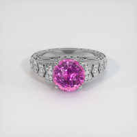 4.04 Ct. Purplish Pink Sapphire Ring, 10K White Gold 1