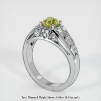 0.77 Ct. Greenish Yellow Sapphire Ring, 14K White Gold 2