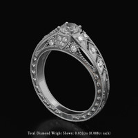 0.54 Ct. White Sapphire Ring, 18K White Gold 2