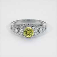 0.77 Ct. Greenish Yellow Sapphire Ring, 18K White Gold 1