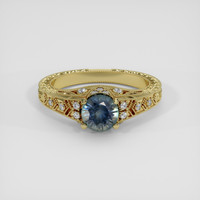 1.04 Ct. Bluish Green Sapphire Ring, 10K Yellow Gold 1