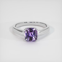 2.10 Ct. Purple Sapphire Ring, 18K White Gold 1