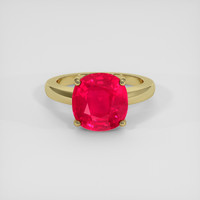 7.61 Ct. Pinkish Red Ruby Ring, 18K Yellow Gold 1