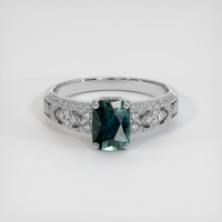 1.24 Ct. Bluish Green Sapphire Ring, Platinum 950 1
