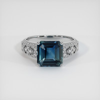 5.06 Ct. Greenish Blue Sapphire Ring, Platinum 950 1