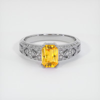 1.03 Ct. Orangish Yellow Sapphire Ring, Platinum 950 1