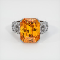 12.24 Ct. Yellowish Orange Sapphire Ring, Platinum 950 1