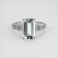 3.14 Ct. Blue Aquamarine Ring, 10K White Gold 1