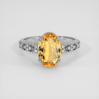2.73 Ct. Golden Yellow Precious Topaz Ring, 10K White Gold 1