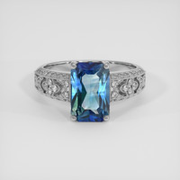 2.50 Ct. Greenish Blue Sapphire Ring, 10K White Gold 1