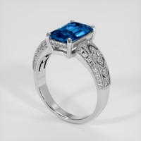 2.50 Ct. Greenish Blue Sapphire Ring, 14K White Gold 2