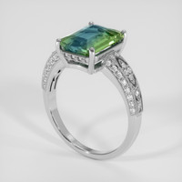 3.60 Ct. Bluish Green Sapphire Ring, 14K White Gold 2