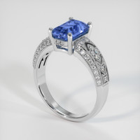 3.04 Ct. Blue Sapphire Ring, 18K White Gold 2