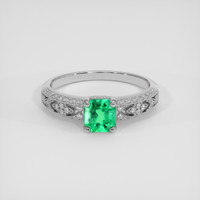 0.89 Ct. Emerald Ring, 18K White Gold 1