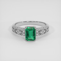 1.14 Ct. Emerald Ring, 18K White Gold 1