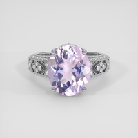 4.26 Ct. Purple Rose Quartz Ring, 18K White Gold 1