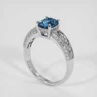1.69 Ct. Greenish Blue Sapphire Ring, 18K White Gold 2