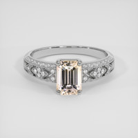 1.62 Ct. Peach Sapphire Ring, 18K White Gold 1