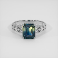 3.08 Ct. Bi Color Sapphire Ring, 18K White Gold 1