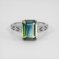 3.60 Ct. Bluish Green Sapphire Ring, 18K White Gold 1