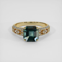 3.04 Ct. Bluish Green Sapphire Ring, 10K Yellow Gold 1