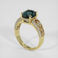 2.91 Ct. Bluish Green Sapphire Ring, 10K Yellow Gold 2