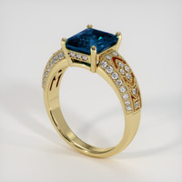 3.57 Ct. Greenish Blue Sapphire Ring, 14K Yellow Gold 2