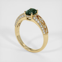 1.10 Ct. Bluish Green Sapphire Ring, 14K Yellow Gold 2