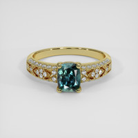1.36 Ct. Bluish Green Sapphire Ring, 14K Yellow Gold 1