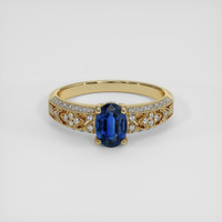 0.94 Ct. Blue Sapphire Ring, 14K Yellow Gold 1