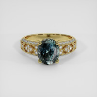 2.91 Ct. Bluish Green Sapphire Ring, 14K Yellow Gold 1