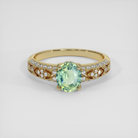 1.05 Ct. Yellowish Green Sapphire Ring, 14K Yellow Gold 1