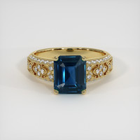 3.57 Ct. Greenish Blue Sapphire Ring, 18K Yellow Gold 1