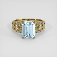 2.63 Ct. Blue Aquamarine Ring, 18K Yellow Gold 1