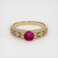 0.61 Ct. Ruby Ring, 18K Yellow Gold 1