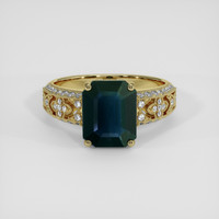 2.61 Ct. Greenish Blue Sapphire Ring, 18K Yellow Gold 1