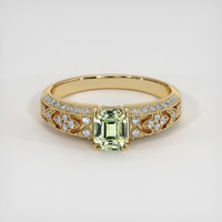 1.31 Ct. Yellowish Green Sapphire Ring, 18K Yellow Gold 1