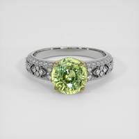 2.89 Ct. Greenish Yellow Sapphire Ring, 18K Yellow & White 1