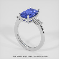3.64 Ct. Blue Sapphire Ring, Platinum 950 2