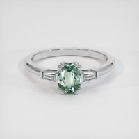 0.68 Ct. Bluish Green Sapphire Ring, Platinum 950 1