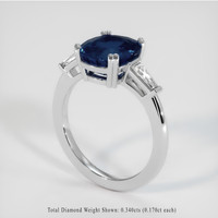 3.42 Ct. Blue Sapphire Ring, 10K White Gold 2