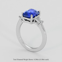 2.51 Ct. Blue Sapphire Ring, 10K White Gold 2