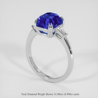 3.51 Ct. Blue Sapphire Ring, 14K White Gold 2