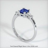 1.20 Ct. Blue Sapphire Ring, 18K White Gold 2