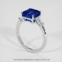 4.08 Ct. Blue Sapphire Ring, 18K White Gold 2