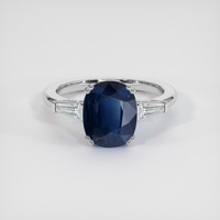 3.40 Ct. Blue Sapphire Ring, 18K White Gold 1