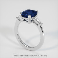 3.40 Ct. Blue Sapphire Ring, 18K White Gold 2